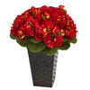 Nearly Natural 14`` Violet Artificial Plant in Black Embossed Tin Planter