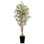 Nearly Natural T2454 6.5’ Olive Artificial Tree in Black Metal Planter