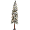 Nearly Natural 7` Flocked Grand Alpine Artificial Christmas Tree with 400 Clear Lights and 950 Bendable Branches on Natural Trunk