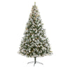 Nearly Natural 9` Flocked Oregon Pine Artificial Christmas Tree with 600 Clear Lights and 1580 Bendable Branches