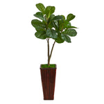 Nearly Natural T2572 39`` Fiddle Leaf Fig Artificial Tree in Bamboo Planter