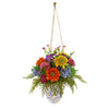 Nearly Natural 8627 29" Artificial Mixed Flowers Plant in Hanging Vase, Multicolor