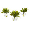 Nearly Natural 6888-S3 5.75" Artificial Green Agave Succulent with Vase, Set of 3