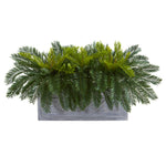 Nearly Natural 8067 15" Aritificial Green Cycas Plant in Stone Planter