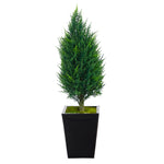 Nearly Natural T2466 3.5` Cypress Tower Artificial Tree in Black Metal Planter