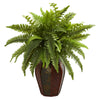 Nearly Natural 8157 20" Artificial Green Boston Fern Plant in Decorative Planter