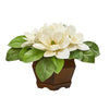 Nearly Natural 8990 20" Artificial Green & White Magnolia Plant in Decorative Planter