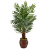 Nearly Natural 5971 5' Artificial Green Areca Palm Tree in Weave Planter