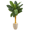 Nearly Natural 9541 58" Artificial Green Banana Tree in Sand Colored Planter