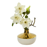 Nearly Natural 16`` Anemone Artificial Arrangement in Gold and Cream Elegant Vase