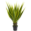 Nearly Natural 6351 3.5' Artificial Green Agave Plant in Black Planter