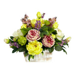 Nearly Natural Mixed Floral w/White Wash Planter Silk Arrangement