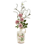 Nearly Natural 1899 29" Artificial Pink Vintage Rose Arrangement in Floral Design Pitcher