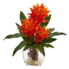 Nearly Natural 8547 14" Artificial Orange Bromeliad Plant in Tapered Vase