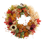 Nearly Natural W1180 30`` Maple Leaves & Berries Artificial Fall Wreath