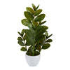 Nearly Natural P1671 22” Zamioculcas Artificial Plant in White Planters