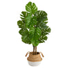 Nearly Natural T2923 4` Monstera Artificial Tree in Cotton & Jute White Planters