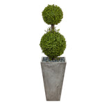 Nearly Natural T2492 4` Double Boxwood Topiary Artificial Tree in Cement Planter