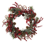 Nearly Natural 4838 24" Artificial Green & Red Assorted Berry Wreath