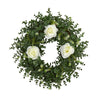 Nearly Natural 18`` Eucalyptus and Rose Double Ring Artificial Wreath with Twig Base