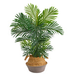 Nearly Natural T2950 40`` Areca Artificial Palm Tree in Cotton & Jute Gray Planters