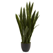 Nearly Natural 4855 Green Sansevieria w/Black Planter