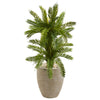 Nearly Natural 9199 3' Artificial Green Double Cycas Plant in Sand Colored Planter