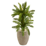 Nearly Natural 9199 3' Artificial Green Double Cycas Plant in Sand Colored Planter