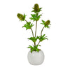 Nearly Natural 14`` Thistle Artificial Arrangement in White Vase