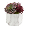 Nearly Natural 8486 10" Artificial Purple Echeveria & Spike Agave Succulent Plant in Marble Vase