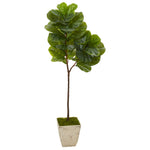 Nearly Natural T1117 62" Artificial Green Fiddle Leaf Tree in Country White Planter