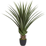 Nearly Natural 6813 4' Artificial Green Spiked Agave Plant in Black Planter