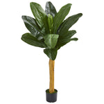 Nearly Natural 9124 52" Artificial Green Banana Tree in Black Planter