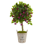 Nearly Natural 5883 45" Artificial Green Fuschia Tree in Barrel Planter