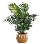 Nearly Natural T2937 4` Kentia Palm Artificial Tree in Natural Cotton Planter with Tassels