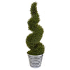 Nearly Natural 9847 53" Artificial Green Rosemary Spiral Topiary Tree in Decorative Tin Bucket (Indoor/Outdoor)