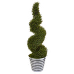 Nearly Natural 9847 53" Artificial Green Rosemary Spiral Topiary Tree in Decorative Tin Bucket (Indoor/Outdoor)