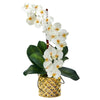 Nearly Natural 22`` Phalaenopsis Orchid Artificial Arrangement in Gold Vase