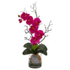 Nearly Natural Phalaenopsis Orchid Artificial Arrangement in Vase