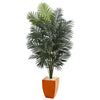 Nearly Natural 5601 6.5' Artificial Green Paradise Palm Tree in Orange Planter