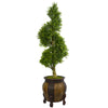 Nearly Natural 5704 4.5' Artificial Green Boxwood Spiral Topiary Tree in Decorative Planter