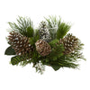 Nearly Natural 4200 21" Artificial Green & Brown Pine Cone & Pine Arrangement Candelabrum