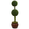 Nearly Natural 5721 4.5' Artificial Green Boxwood Double Topiary Tree in Decorative Planter