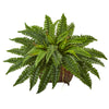 Nearly Natural 6933 23" Artificial Green Boston Fern in Metallic Planter