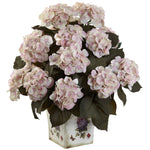 Nearly Natural Hydrangea w/Large Floral Planter