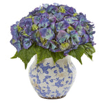 Nearly Natural Hydrangea Artificial Arrangement in Large Floral Vase