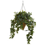 Nearly Natural 8242 3.5' Artificial Green Ivy Plant in Cone Hanging Basket
