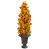 Nearly Natural 9950 47" Artificial Autumn Maple Tree in Decorative Brown Urn, Multicolor