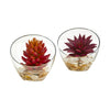 Nearly Natural 8462-S2 6" Artificial Orange & Purple Succulent Plant in Glass Vase, Set of 2