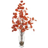 Nearly Natural 1764 Eucalyptus Artificial Silk Arrangement in Glass Vase
